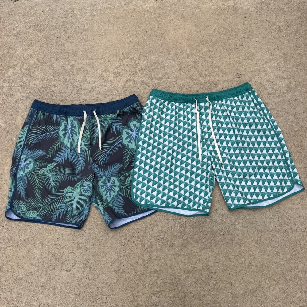 FAIR HARBOR | Mens Lot of 2 Swim Trunks Bundle XXXL 3XL Tropical Geometric